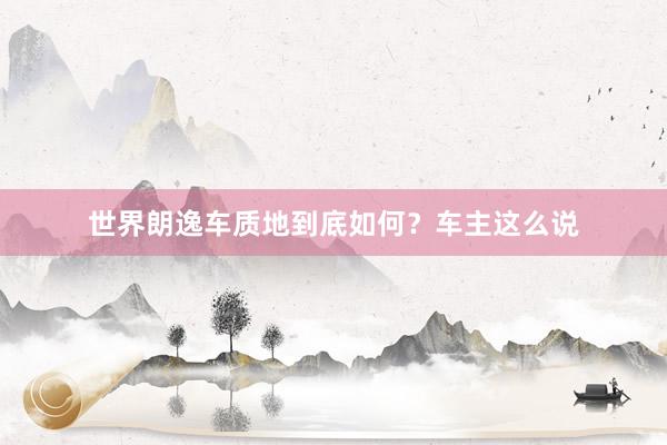 世界朗逸车质地到底如何？车主这么说