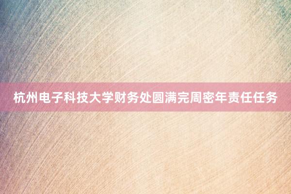 杭州电子科技大学财务处圆满完周密年责任任务